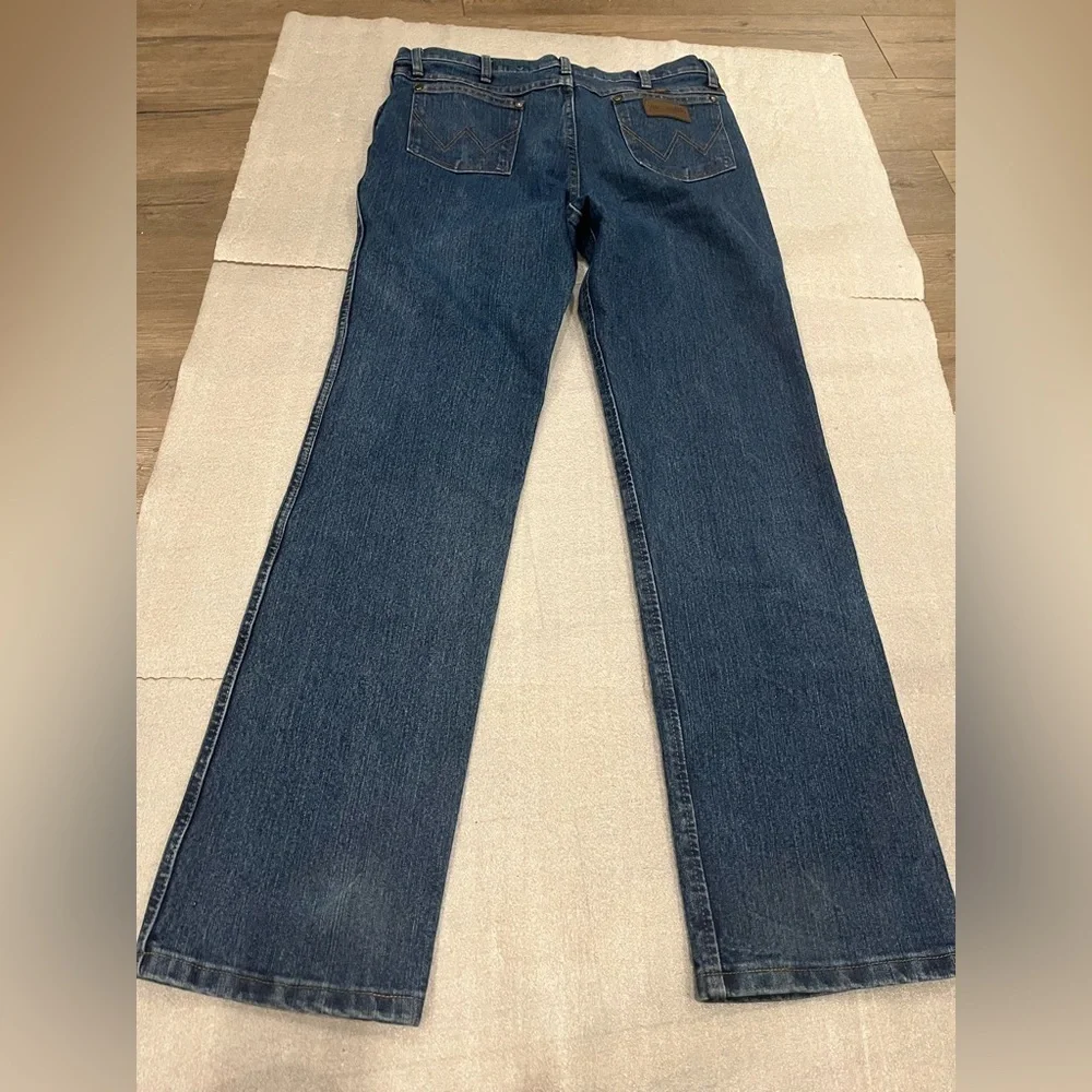 [34*34]Wrangler Classic Advanced Comfort Slim Fit Blue Men Jeans NWOT - Picture 7 of 9